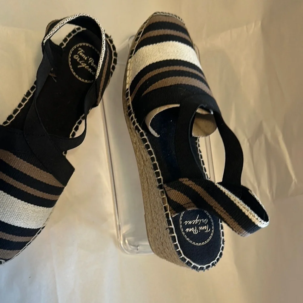 Women's Striped Espadrille Wedge Sandals